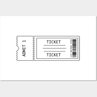 Movie Ticket Line Drawing Graphic Posters and Art